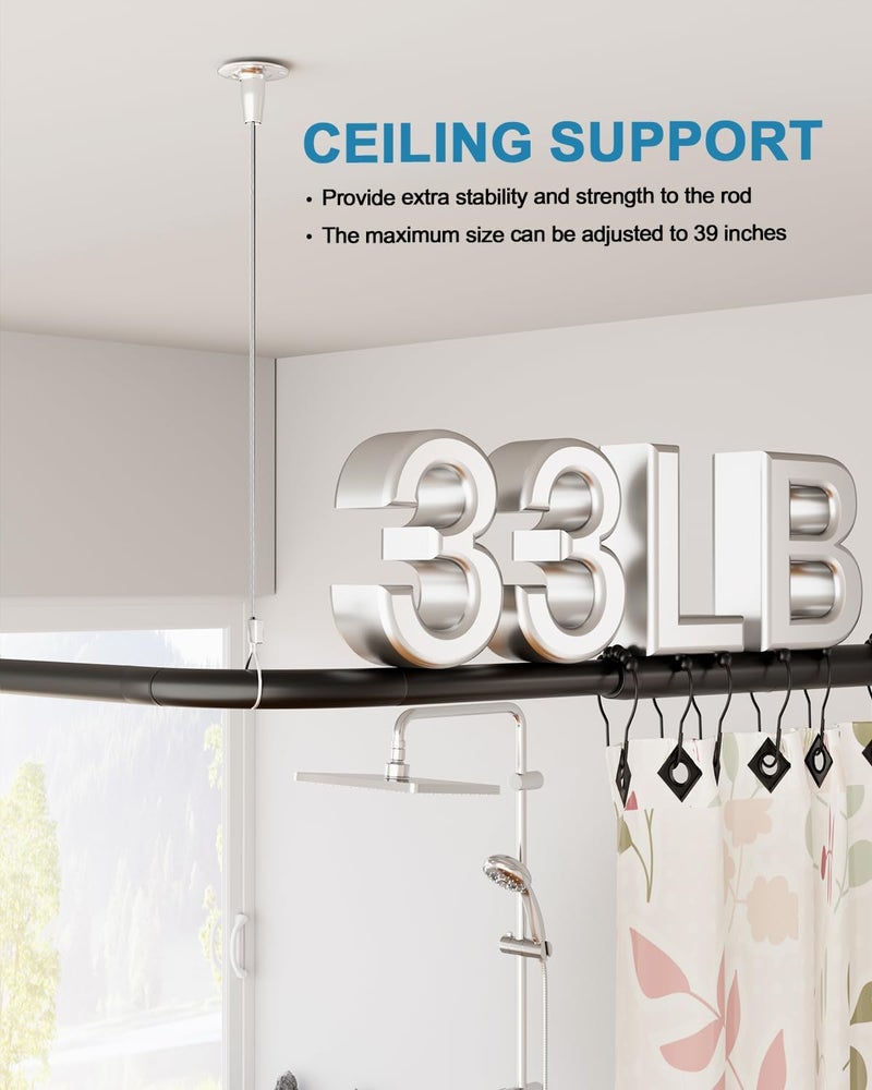 Supforce Ceiling Support for Closet Rod, Stainless Steel Ceiling Support Assembly, Heavy Duty Wardrobe Pipe Bracket Rod Holder, Non-Oxidizable, 4 Pack - Image 3